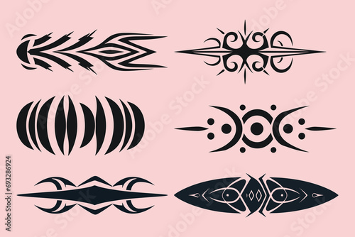 Flat tribal tattoo borders element