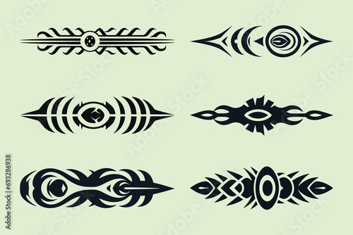 Flat tribal tattoo borders element