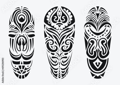 Hand drawn set of tattoo sketch maori style for leg or shoulder  © mirazooze