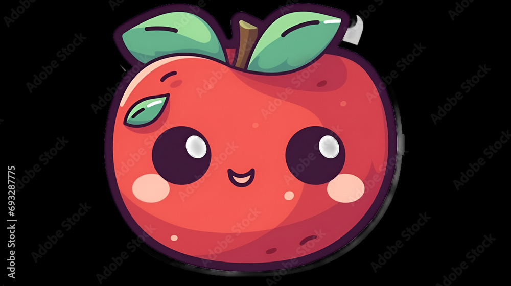Obraz premium red apple cartoon style icon. generative ai