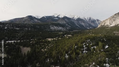 Drone retreating from Mount Antero in the Rocky Mountains in Colorado photo