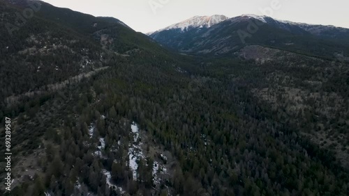 Drone over cold alpine climate Mount Princeton in the Rocky Mountains in Colorado photo