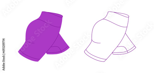 Sports woman purple cycling shorts vector illustration in two variations. Legging shorts fashion flat design isolated on a white background. For sports product design, stickers and templates