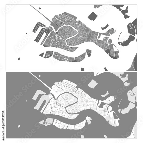 Layered editable vector illustration outline Map of Venice,Italy