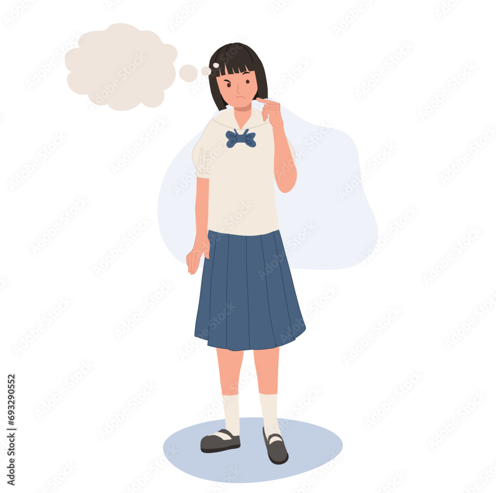 Education concept. Student Curiosity. Thoughtful Student. Thai Student in Uniform. Education concept. Student Curiosity. Thoughtful Student. Thai Student in Uniform.