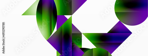 Serene gradient template. Circles and triangles mingle in minimalist perfection. Gentle fusion of forms and hues creates balanced yet captivating backdrop, embodying modern sophistication