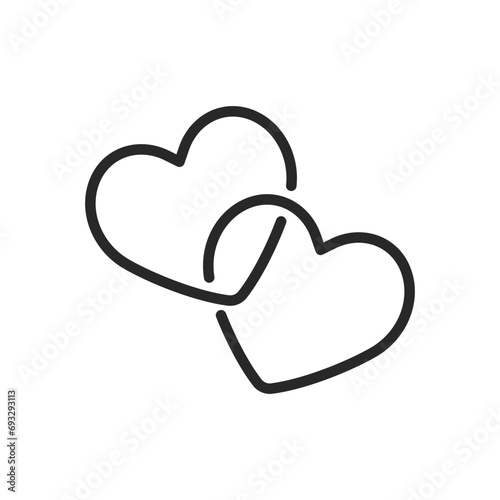 Chain of Hearts Interconnected Icon - Linear Vector Pictogram for Linked Love Symbol, Chain of Affection Design, Romantic Unity and Relationship