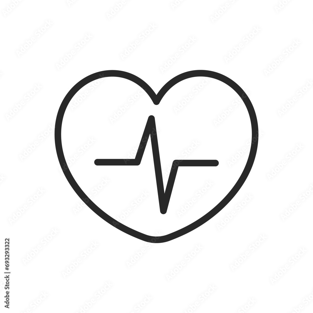 Heart with Cardiogram Icon - Symbolizing Heart Health and Love, Electrocardiogram Pulse Vector, Medical ECG Line Pictogram for Healthcare Heart with Cardiogram Icon - Symbolizing Heart Health and Love, Electrocardiogram Pulse Vector, Medical ECG Line Pictogram for Healthcare