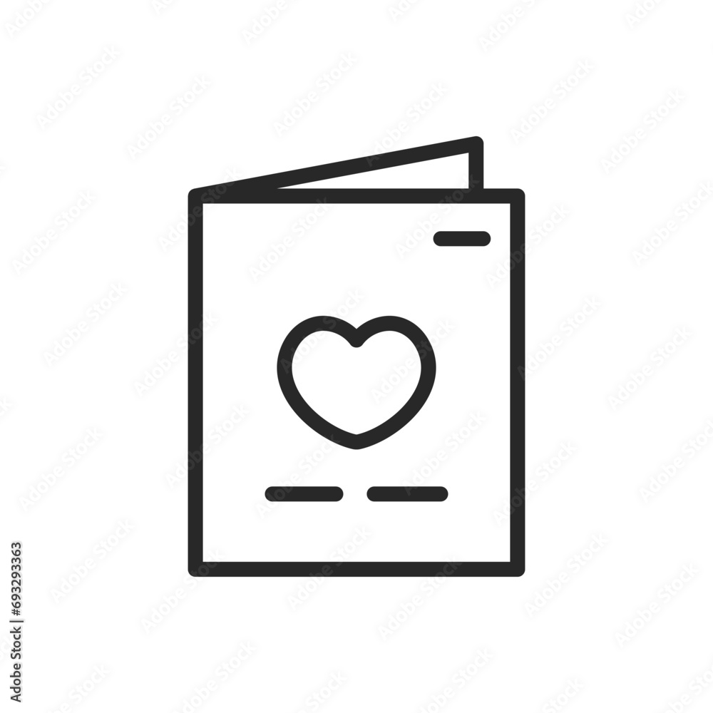 Love Postcard Icon with Heart - Valentine's Day Greeting Card Symbol, Romantic Message Design Pictogram. Love Postcard Icon with Heart - Valentine's Day Greeting Card Symbol, Romantic Message Design Pictogram.