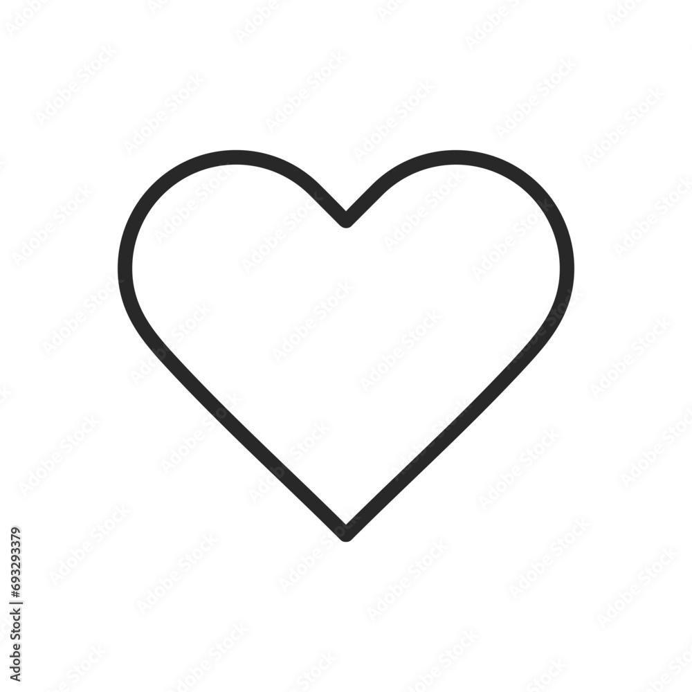 Classic Line Heart Icon - Linear Traditional Love Pictogram with Simple Outline, Elegant Valentine's Day Vector for Romantic Designs.
