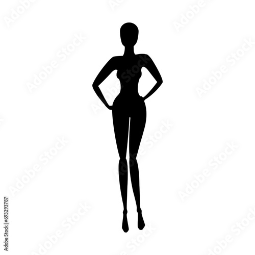 Front view woman body fashion template. Female mannequin for fashion designs. Vector illustration isolated in white background
