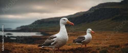 seagulls on the coast  Seagull, albatross, Generative Ai,  photo