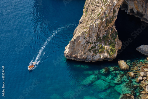 Touris boat at the Blue Grotto - Qrendi photo