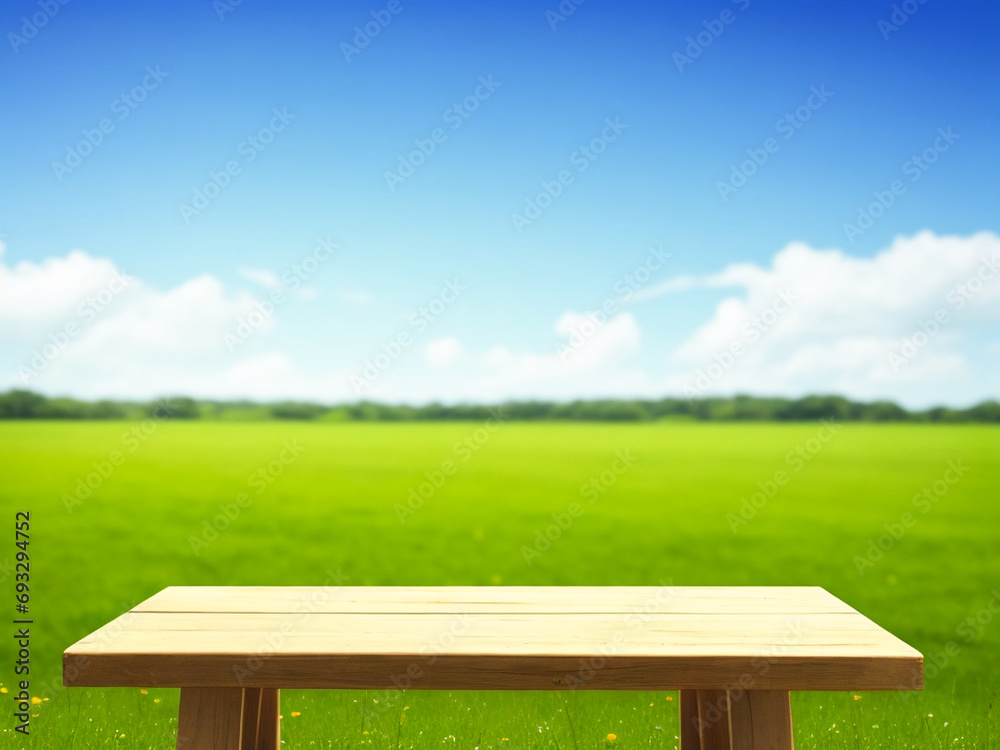 Empty wooden table with natural blur background Empty wooden table with natural blur background