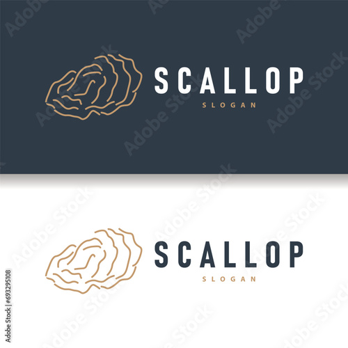 Seashell Logo, Inspirational Scallop Design With Pearl, Ocean Animals, Vector Jewelry Luxury Shell Beauty And Cosmetic