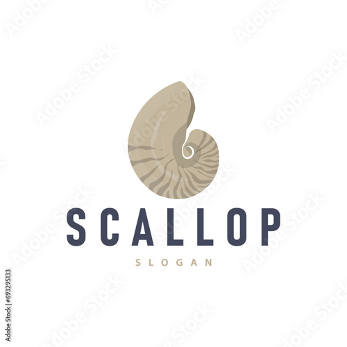 Seashell Logo, Inspirational Scallop Design With Pearl, Ocean Animals, Vector Jewelry Luxury Shell Beauty And Cosmetic