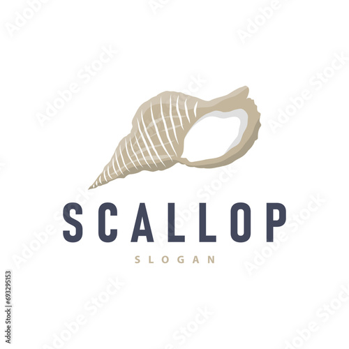 Seashell Logo, Inspirational Scallop Design With Pearl, Ocean Animals, Vector Jewelry Luxury Shell Beauty And Cosmetic