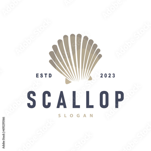 Seashell Logo, Inspirational Scallop Design With Pearl, Ocean Animals, Vector Jewelry Luxury Shell Beauty And Cosmetic
