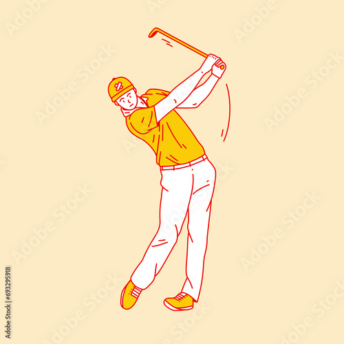Simple cartoon illustration of a golf player 1