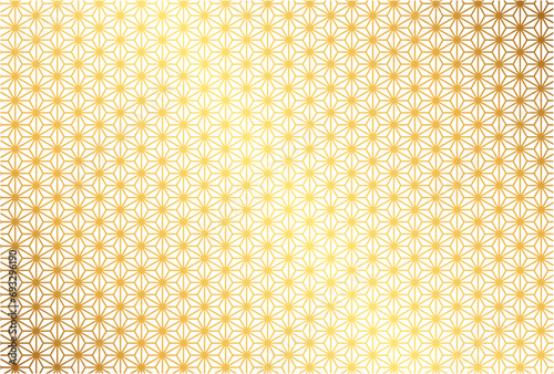 日本の伝統模様の背景素材イラスト【麻の葉・金色】