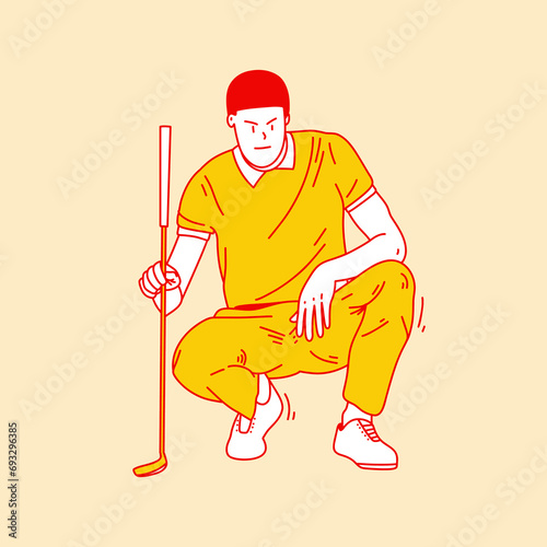 Simple cartoon illustration of a golf player 6