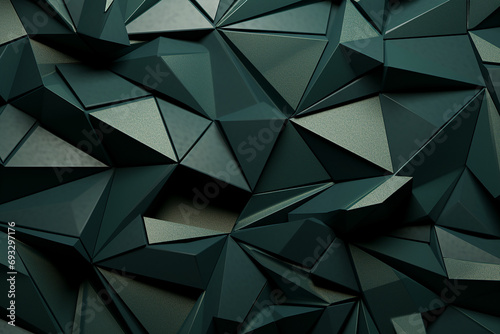 Abstract 3d rendering of chaotic polygonal shape. Futuristic background.