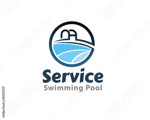 abstract circle swimming pool logo symbol design template illustration inspiration