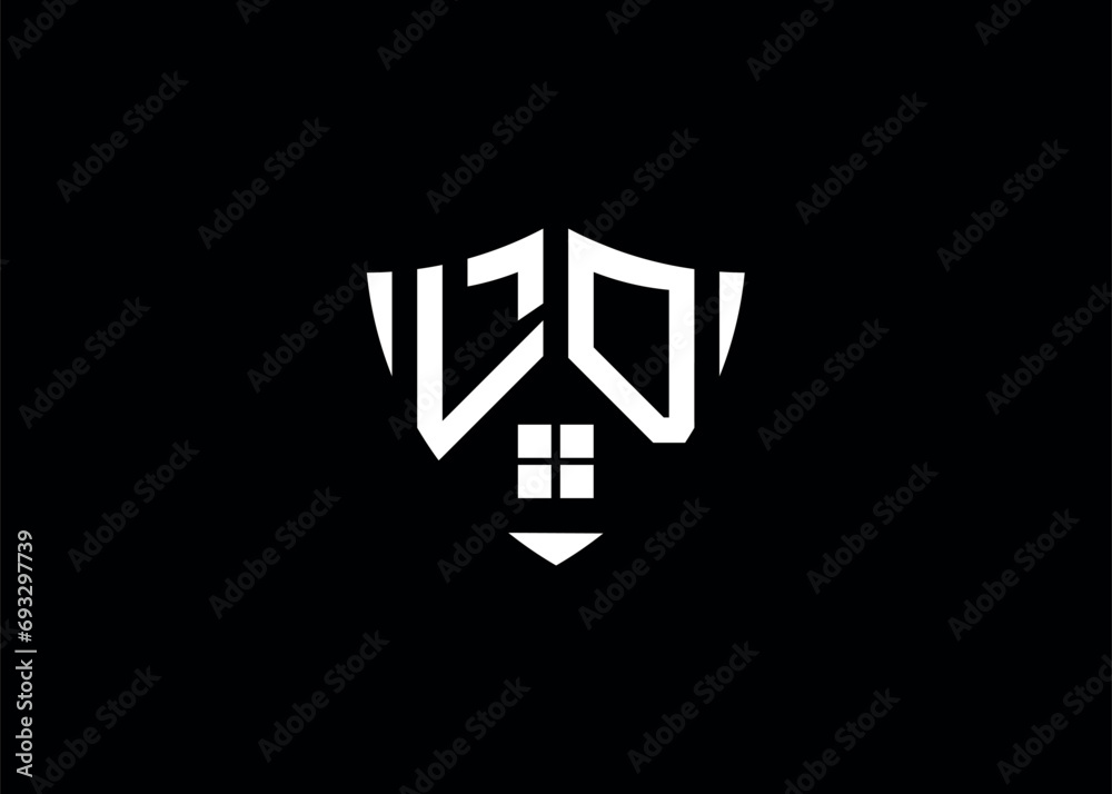 Real estate letter LD shield shape logo and house building vector template Real estate letter LD shield shape logo and house building vector template