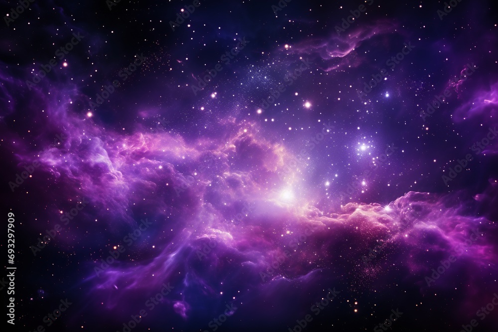 purple nebula abstract background, outer space banner illustration wallpaper