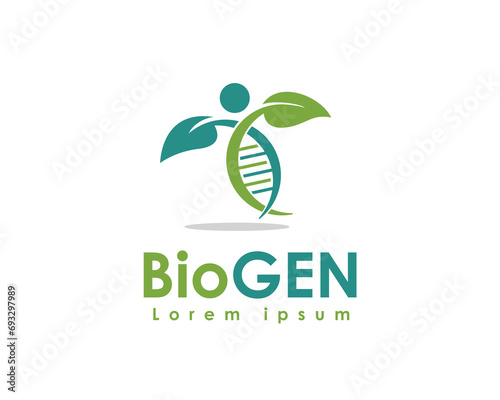 green eco nature human fit health genetic logo icon symbol design template illustration inspiration