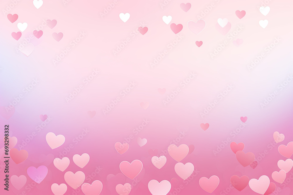 Light pink gradient background with pink and white hearts, Valentine's day 