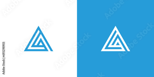Abstract initial letter al or la logo in blue color