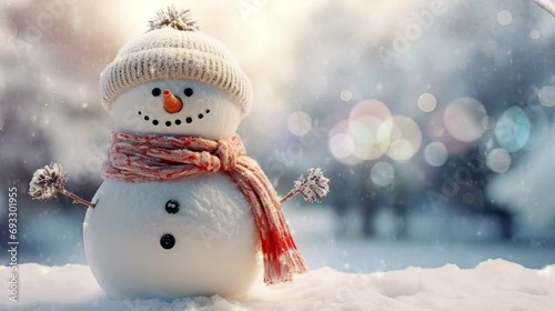 snowman on the snow background photo