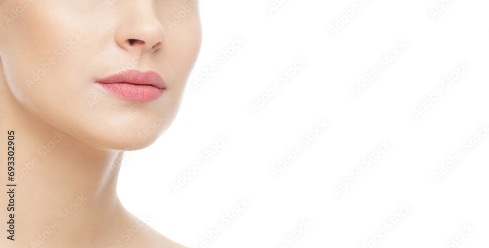Close-up portrait of beautiful, fresh, healthy and sensual girl over white background Close-up portrait of beautiful, fresh, healthy and sensual girl over white background