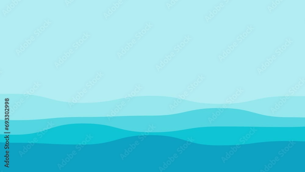 Looped animation. Wave animated background illustration blue colors. Modern colorful wallpaper. 4k