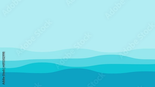 Looped animation. Wave animated background illustration blue colors. Modern colorful wallpaper. 4k photo