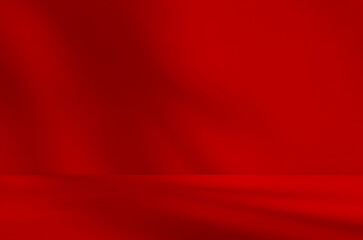 Wall interior background, studio  and backdrops show products.with shadow from window color Red background for text insertion and presentation product 