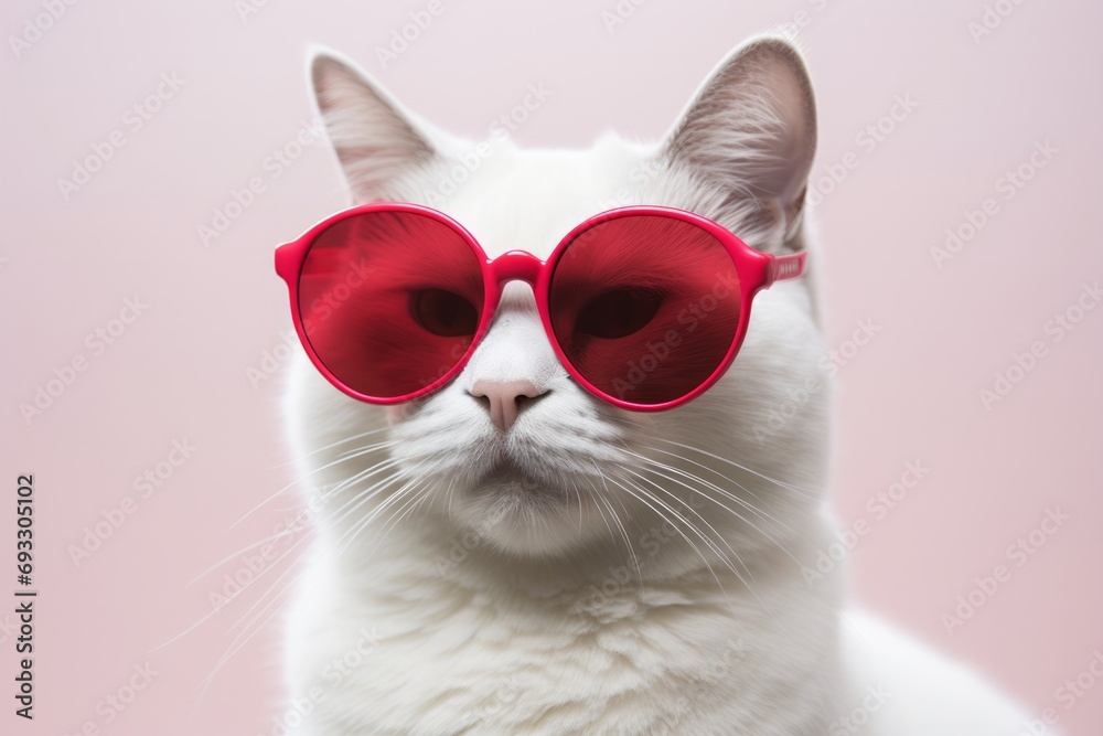 Cat with heart-shaped sunglasses
