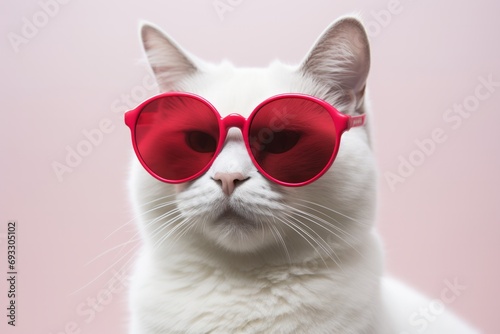 Cat with heart-shaped sunglasses