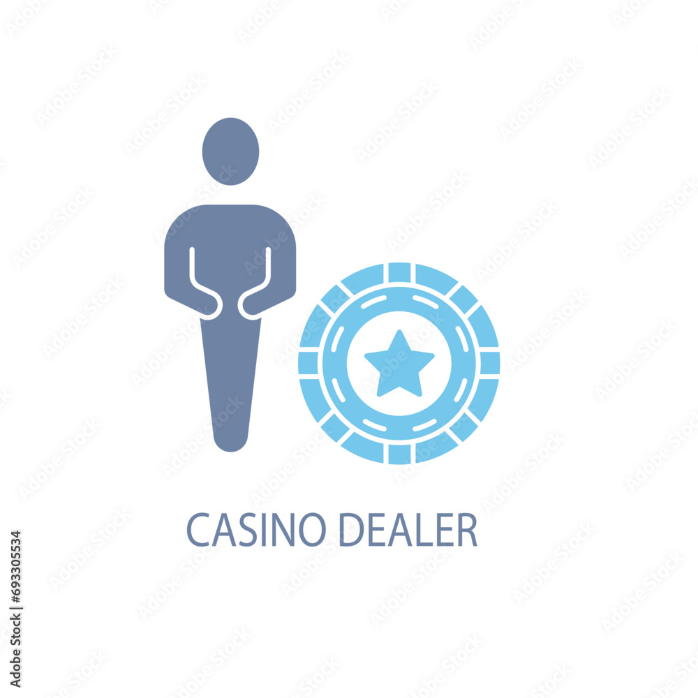 Casino dealer concept line icon. Simple element illustration. Casino dealer concept outline symbol design. Casino dealer concept line icon. Simple element illustration. Casino dealer concept outline symbol design.