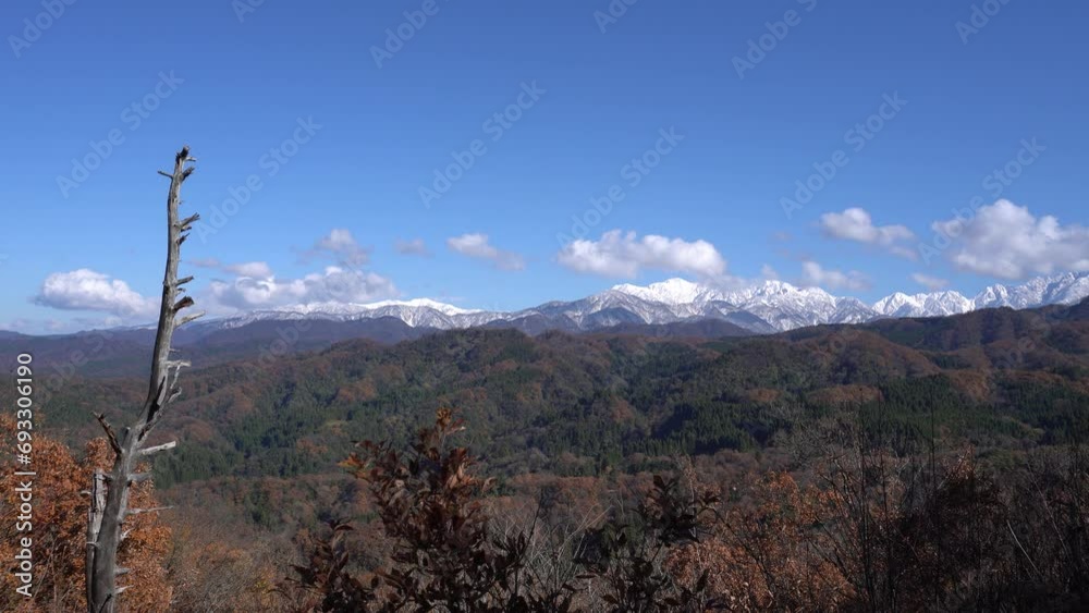 Landscape with snowy mountains, Tateyama Mountain Range in Japan. Landscape with snowy mountains, Tateyama Mountain Range in Japan.
