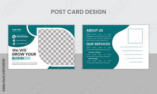  business post card, post card template, christmas post card, real estate post card, blank post card.
Blue Corporate business postcard or EDDM postcard design template.
Postcard Layout with Blue Accen