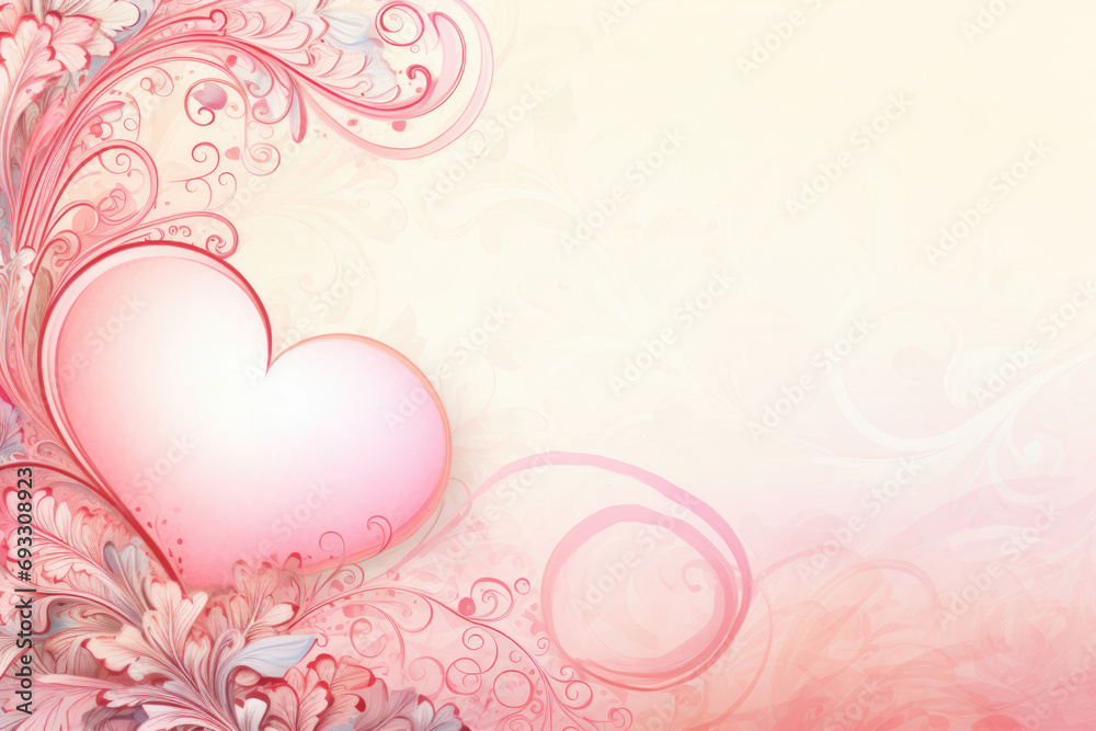 Template design for a Valentine's Day card in a romantic and elegant style