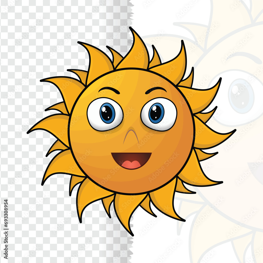 Vector illustration of yellow sun icon isolated on background