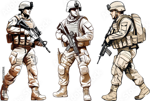 Military man vector, marines, NAVY, army soldier