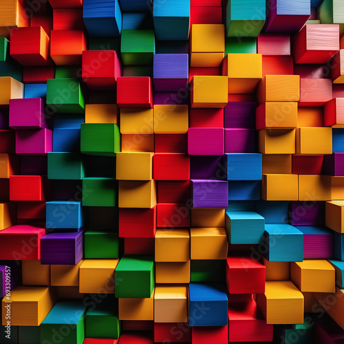 Colorful background of wooden blocks generative ai