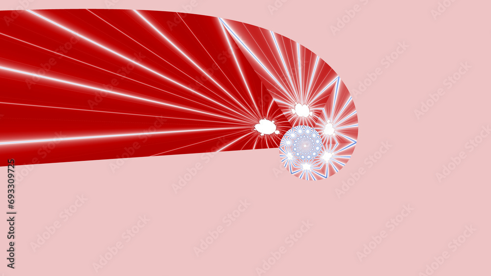 red and white spiral on a plain pink background - obrazy, fototapety, plakaty 