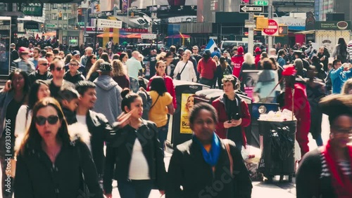 Time lapse crowd of people walking in New York, United States photo