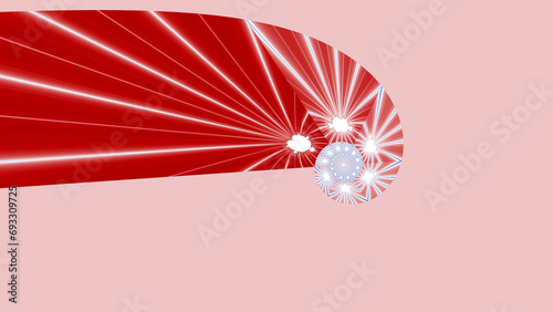 red and white spiral on a plain pink background