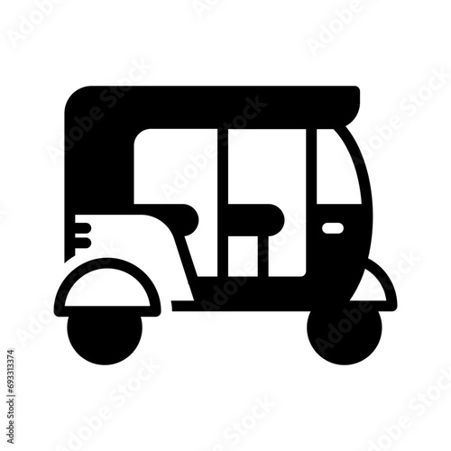 Solid black icon for Auto rickshaw